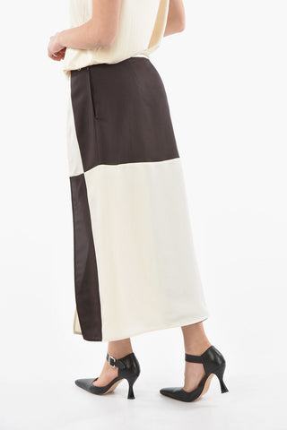 Panel Skirt with Deep Split on Front