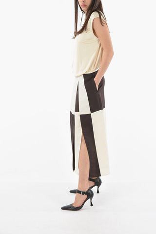 Panel Skirt with Deep Split on Front