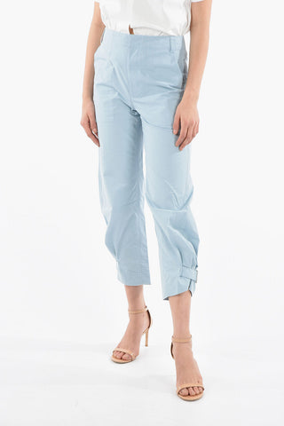 WHITE LABEL Linen and Cotton Pants with Ankle Strap