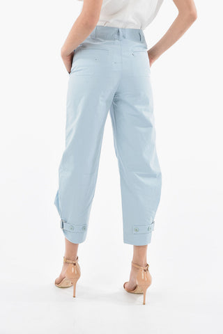 WHITE LABEL Linen and Cotton Pants with Ankle Strap