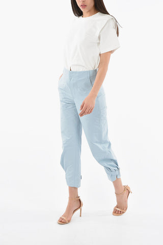 WHITE LABEL Linen and Cotton Pants with Ankle Strap