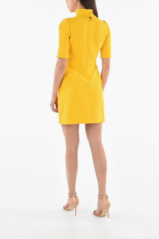 Mini Dress a Maniche Corte con Collo Alto