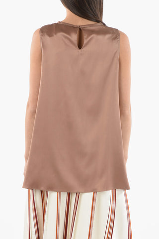 Silk-satin Tank Top with Asymmetric Hem