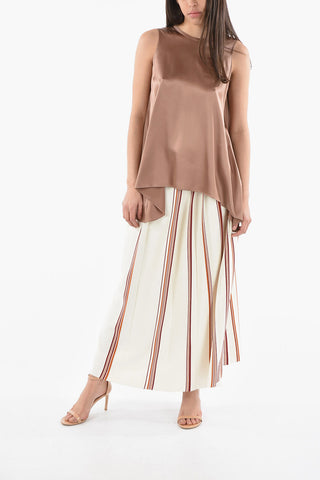 Silk-satin Tank Top with Asymmetric Hem