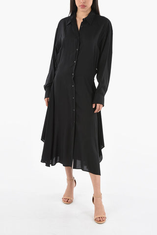 Asymmetrical Shirt Dress DRASS with Spread Collar and Buttons