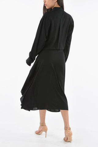 Asymmetrical Shirt Dress DRASS with Spread Collar and Buttons