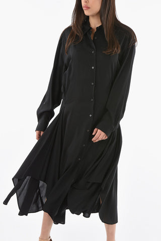 Asymmetrical Shirt Dress DRASS with Spread Collar and Buttons