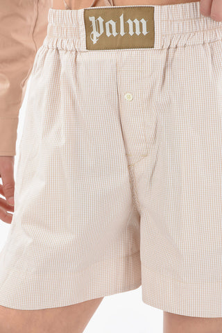 Micro Gingham Motif BOXER Cotton Shorts