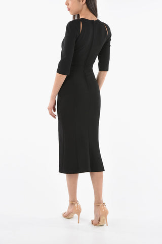 3/4 Sleeves V-neck Long Dress with Cut Out Detail