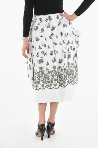 Floral-printed Midi Skirt with Bow Detailing
