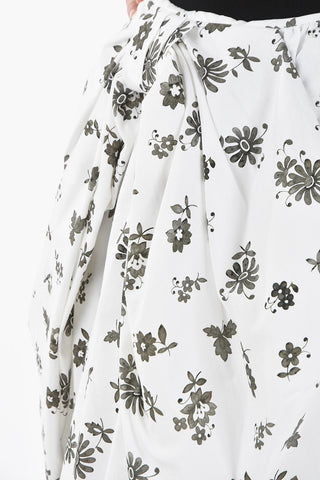Floral-printed Midi Skirt with Bow Detailing