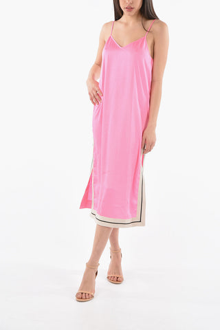 Slip Dress a Tinta Unita con Spacchi Laterali