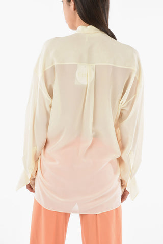 Silk-crepe Tie-neck Blouse with Pleated Detailing