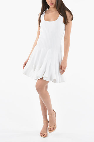 Mini Dress in Tessuto Stretch con Gonna a Pieghe