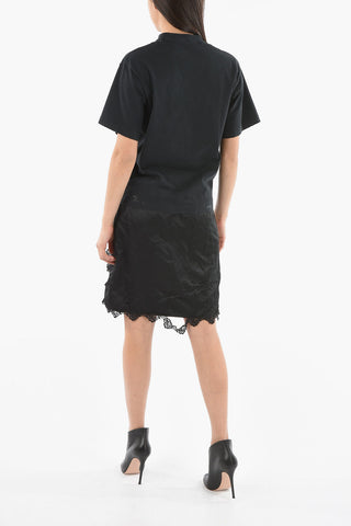 Vestito A Maniche Corte Distressed Con Stampa Logo