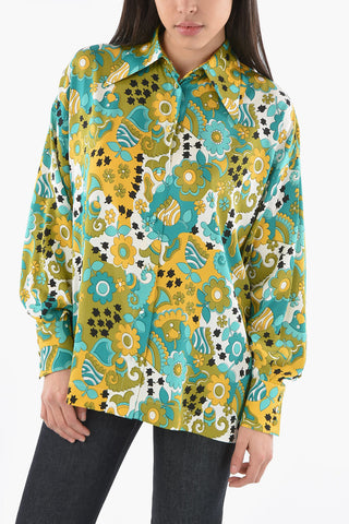 Floral Print Silk Long Sleeved Shirt