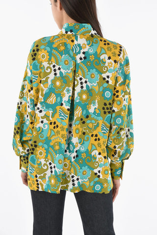 Floral Print Silk Long Sleeved Shirt