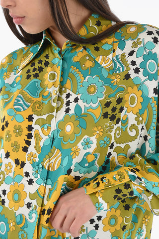 Floral Print Silk Long Sleeved Shirt