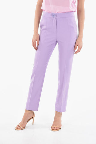 COUTURE! Pantaloni Sartoriali LADIES WHO LUNCH in Viscosa con Bottone a Cuore