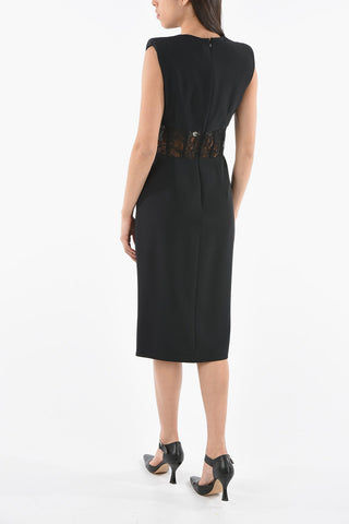 Vestito con Spalline Imbottite e Inserto in Pizzo