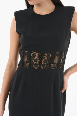 Vestito con Spalline Imbottite e Inserto in Pizzo
