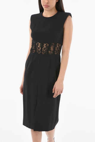 Vestito con Spalline Imbottite e Inserto in Pizzo