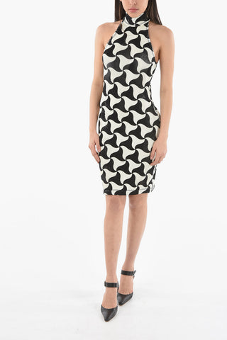 Wavy Patterned CRINKLED WAVY Mini Dress