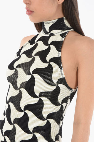 Wavy Patterned CRINKLED WAVY Mini Dress