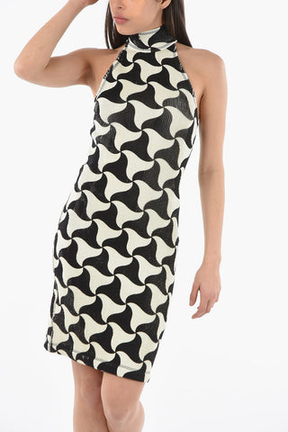 Wavy Patterned CRINKLED WAVY Mini Dress