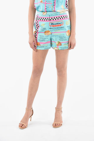 COUTURE! Shorts a Vita Alta LADIES WHO LUNCH in Cotone Stampato