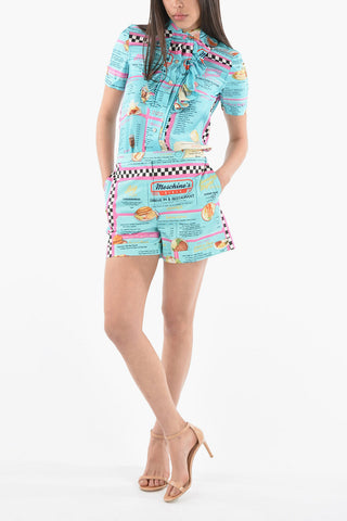 COUTURE! Shorts a Vita Alta LADIES WHO LUNCH in Cotone Stampato