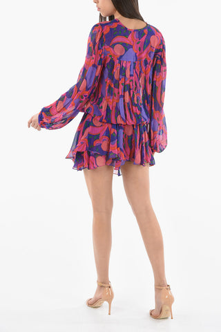 Silk-chiffon AMEZIO Sheer Dress with Lace-up Detailing