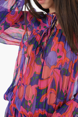 Silk-chiffon AMEZIO Sheer Dress with Lace-up Detailing