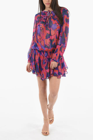 Silk-chiffon AMEZIO Sheer Dress with Lace-up Detailing