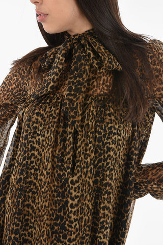 Animalier Print Long Sleeved Tunic Dress