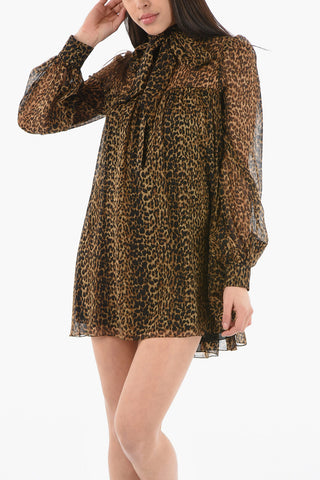 Animalier Print Long Sleeved Tunic Dress