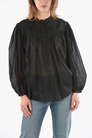 Cotton and Silk Voile KILEDIA Blouse with Puff Sleeves