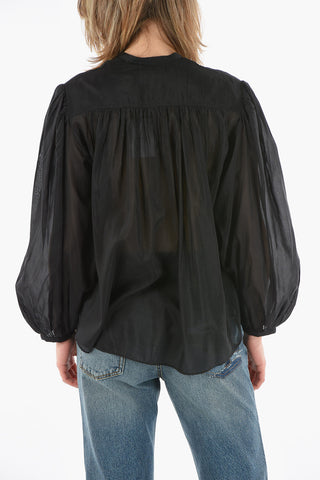 Cotton and Silk Voile KILEDIA Blouse with Puff Sleeves