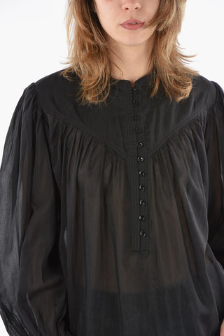 Cotton and Silk Voile KILEDIA Blouse with Puff Sleeves