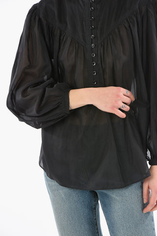 Cotton and Silk Voile KILEDIA Blouse with Puff Sleeves