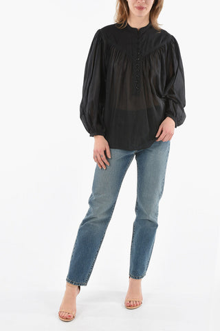 Cotton and Silk Voile KILEDIA Blouse with Puff Sleeves