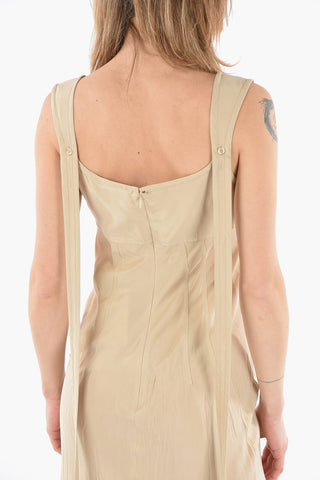 Habotai-silk CORA Midi Dress with Lace-up Bodice and Flared Hem