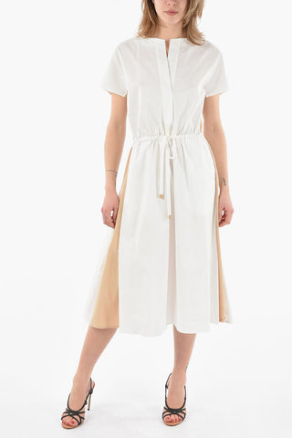 Cotton-Poplin ALIANCA COOL Midi Dress with Contrasting Side Bands