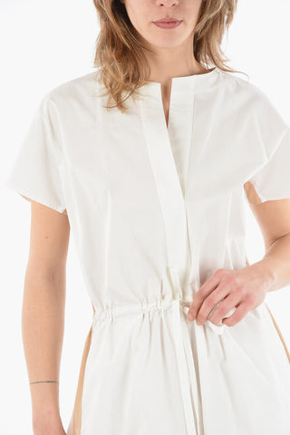 Cotton-Poplin ALIANCA COOL Midi Dress with Contrasting Side Bands