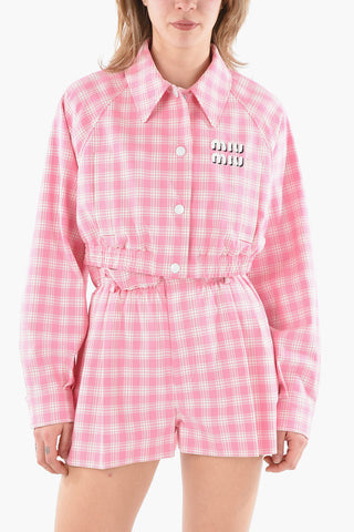 Blouson Fit Cropped Checkered Overshirt