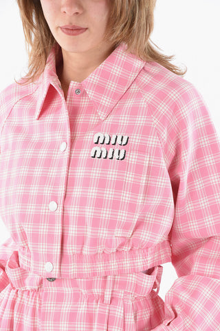 Blouson Fit Cropped Checkered Overshirt