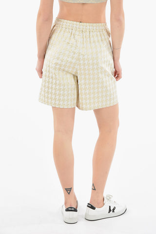 Lurex Houndstooth Shorts with Logoed Side Band