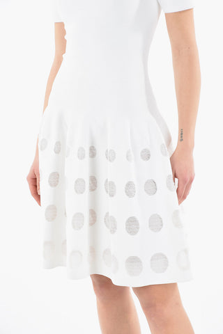 Stretchy Knit Dress with Polka Dot Embroideries