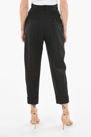 Pantaloni a Doppia Pince con Orlo con Risvolto