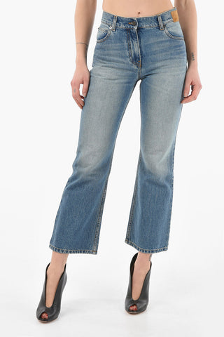 Cropped Flared Denims with Back Star Motif 23cm
